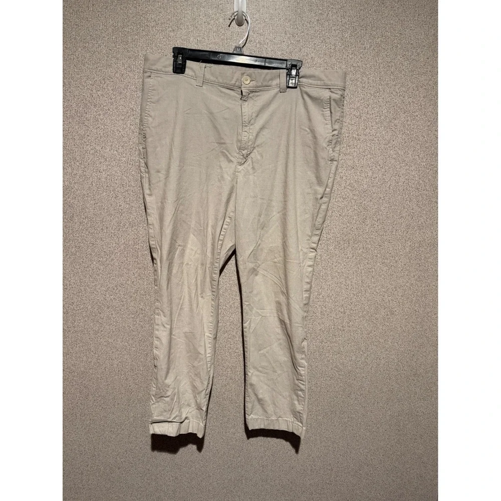 Roundtree & Yorke Mens 40x30‎ Khaki Beige Flat Front Chino Pants Casual